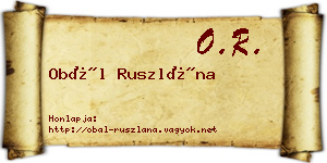 Obál Ruszlána névjegykártya
